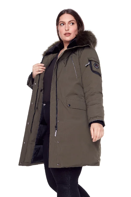 LAURENTIAN PLUS | WOMEN'S VEGAN DOWN (RECYCLED) LONG PARKA (PLUS SIZE) Lightweight All-Season Parka LAURENTIAN PLUS | WOMEN'S VEGAN DOWN (RECYCLED) LONG PARKA (PLUS SIZE) Lightweight All-Season Parka