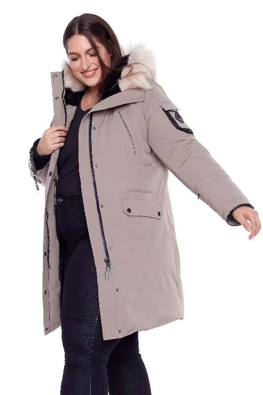 LAURENTIAN PLUS | WOMEN'S VEGAN DOWN (RECYCLED) LONG PARKA (PLUS SIZE) Soft Lining Parka Jacket LAURENTIAN PLUS | WOMEN'S VEGAN DOWN (RECYCLED) LONG PARKA (PLUS SIZE) Soft Lining Parka Jacket