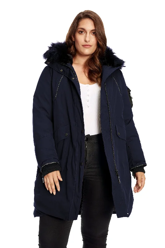 LAURENTIAN PLUS | WOMEN'S VEGAN DOWN (RECYCLED) LONG PARKA (PLUS SIZE) Elegant Slim Parka Jacket LAURENTIAN PLUS | WOMEN'S VEGAN DOWN (RECYCLED) LONG PARKA (PLUS SIZE) Elegant Slim Parka Jacket
