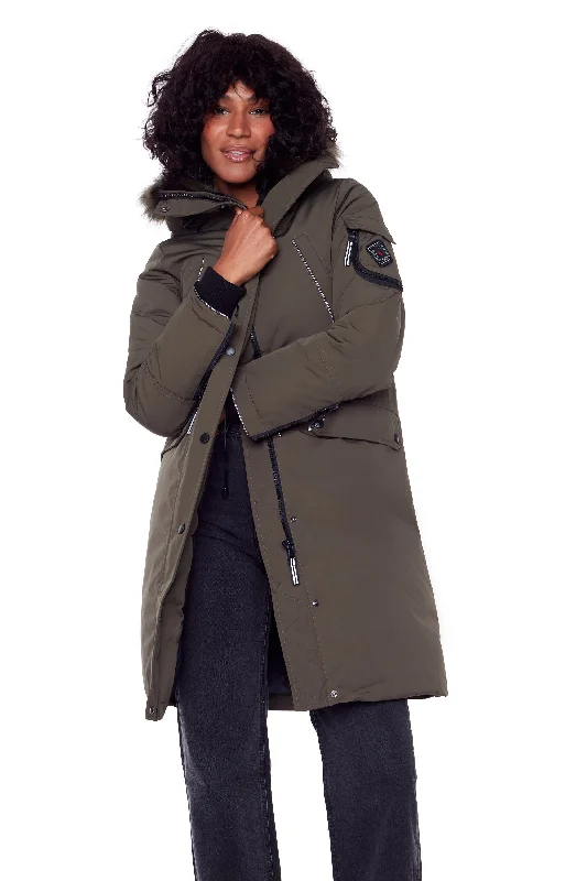 LAURENTIAN | WOMEN'S VEGAN DOWN (RECYCLED) LONG PARKA Trendy Fur-Lined Parka