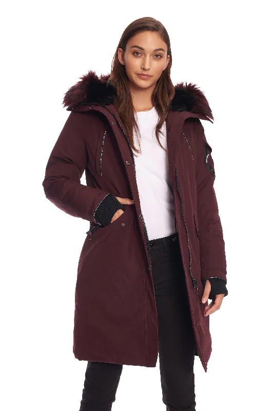 LAURENTIAN | WOMEN'S VEGAN DOWN (RECYCLED) LONG PARKA Adjustable Cuff Parka Coat