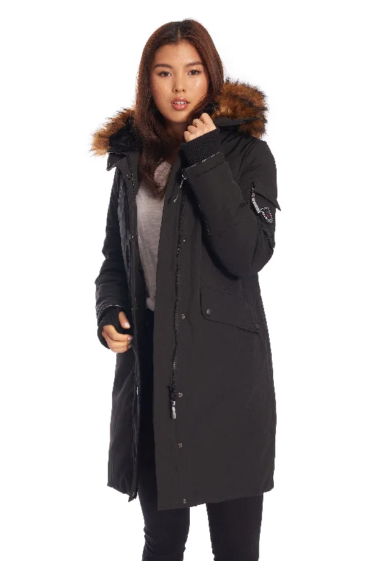 LAURENTIAN | WOMEN'S VEGAN DOWN (RECYCLED) LONG PARKA Snowproof Mid-Length Parka
