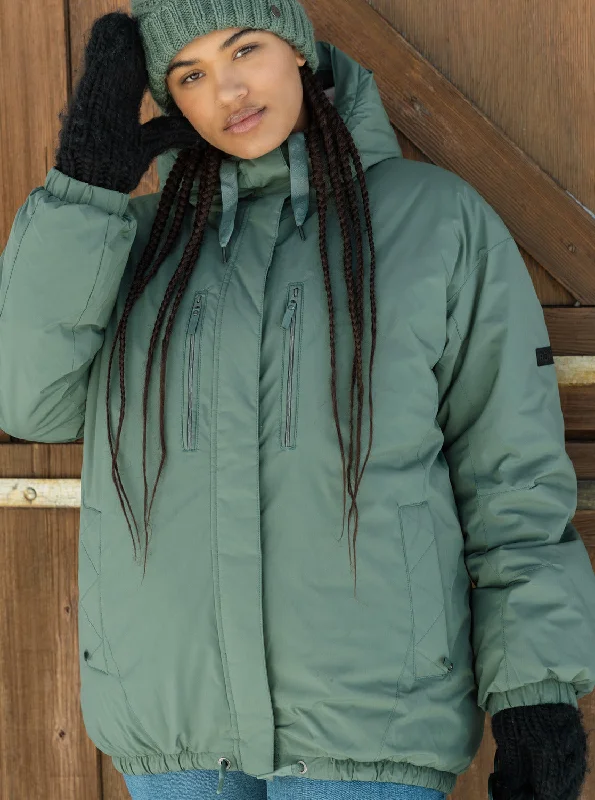 Lofty Cloud Winter Parka - Dark Forest Trendy Fur-Lined Parka