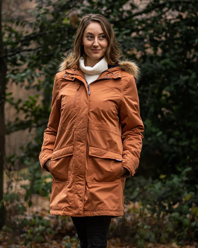 Lyra Parka in Copper Stylish Cinched-Waist Parka