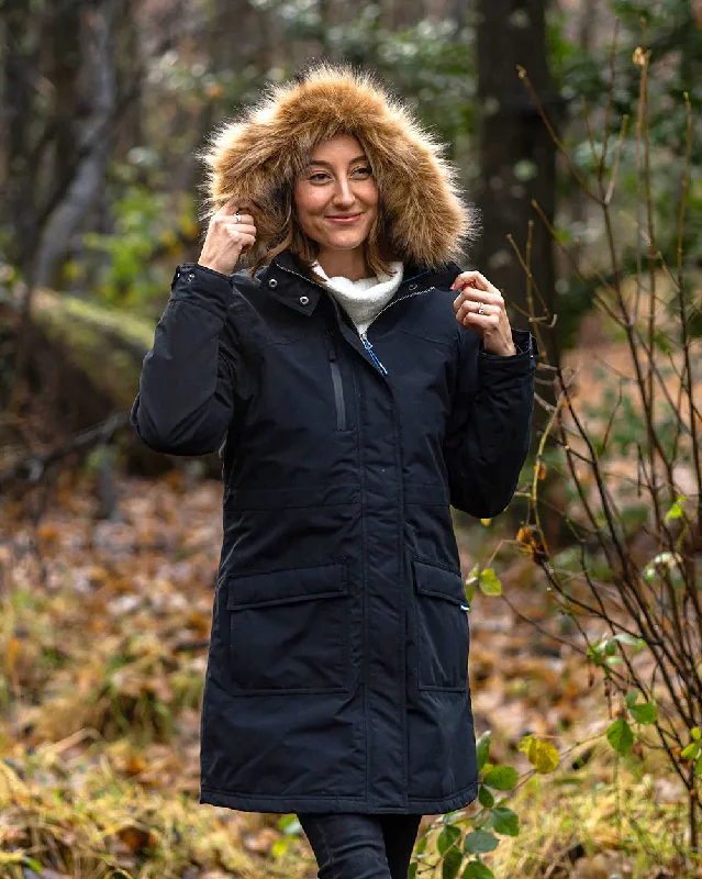 Lyra Parka in Black Softshell Fleece-Lined Parka