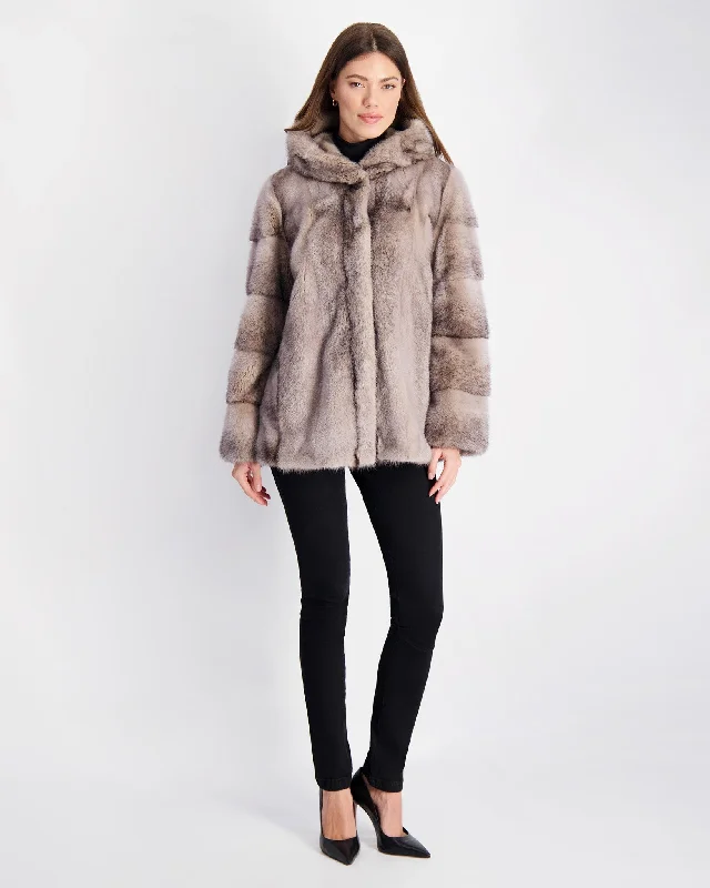Mink Parka Adjustable Waist Puffer Parka