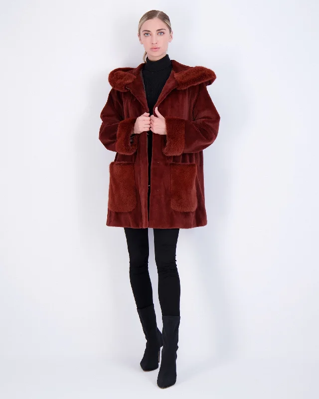 Mink Parka Belted Stylish Parka Jacket