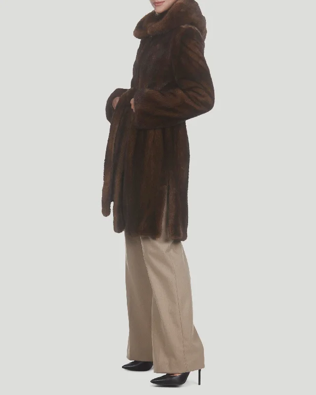 Mink Parka with Belt Long Thick Warm Parka