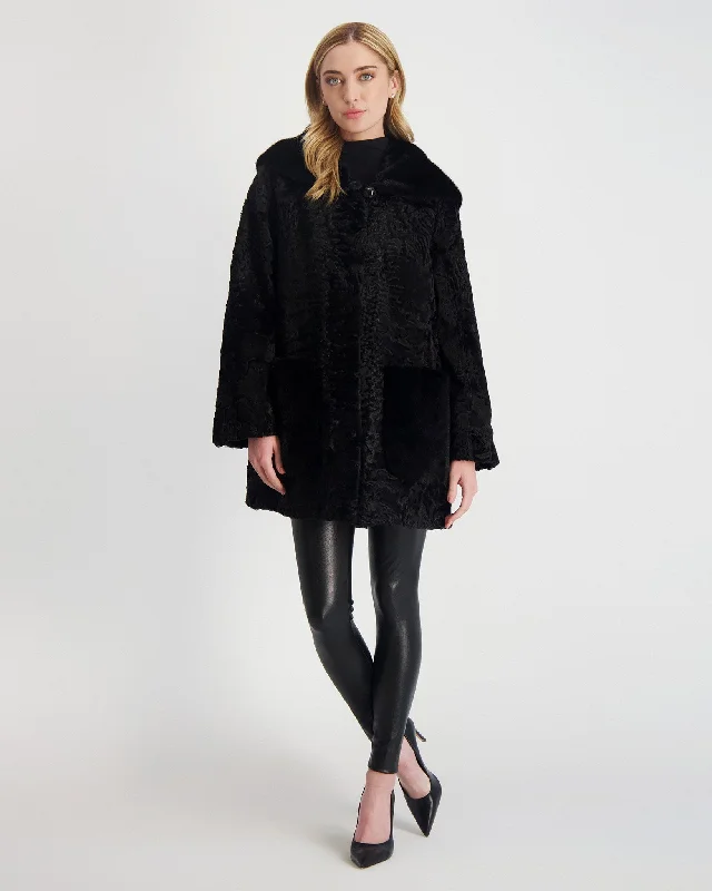 Persian Parka with Mink Trim Windproof Hooded Parka Jacket