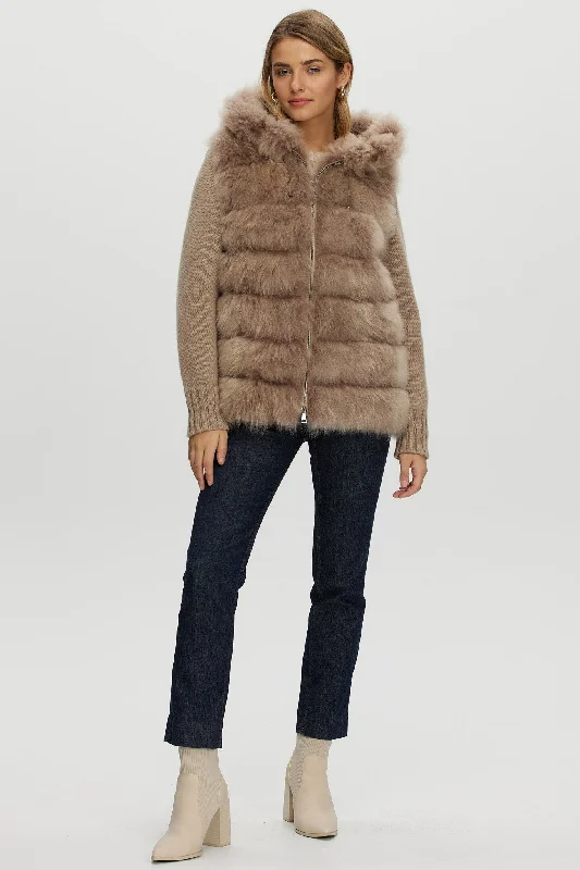 Select Cashmere Goat Parka with Loro Piana Cashmere Sleeves and Back Elegant Double-Breasted Parka