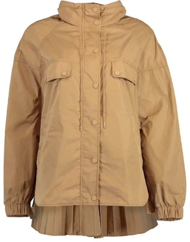 Short Pleated Back Parka Hooded Puffy Parka Coat
