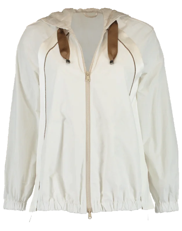 Taffeta Satin Stripe Parka Quilted Fitted Parka Coat