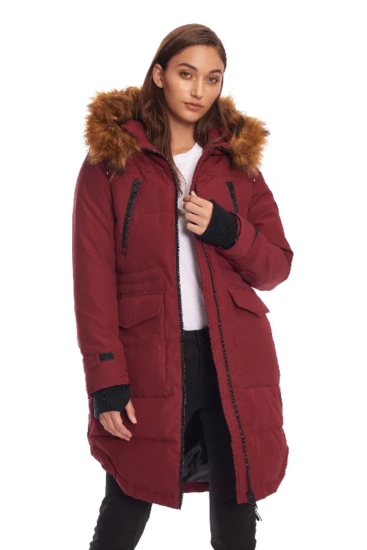 UKON | WOMEN'S VEGAN DOWN (RECYCLED) DRAWSTRING PARKA Lightweight Travel Parka Coat