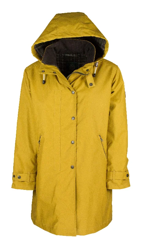 W08 - Ladies Brighton Washwax Parka - MUSTARD Thermal Winterproof Parka Coat