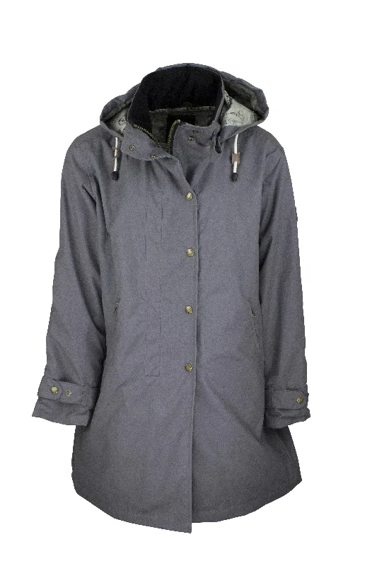 W08 - Ladies Brighton Staywax Parka - GREY Belted Stylish Parka Jacket