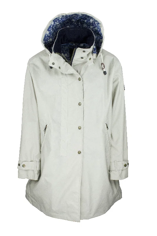 W08 - Ladies Brighton Staywax Parka - WHITE Fashionable Mid-Length Parka