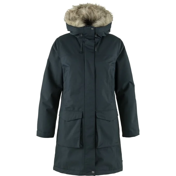 Fjallraven Women's Nuuk Lite Parka in Dark Navy Warm Thick Hooded Parka