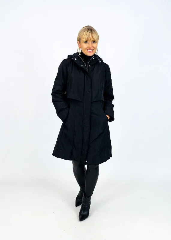 Md'M Black Parka Adjustable Cuff Parka Coat