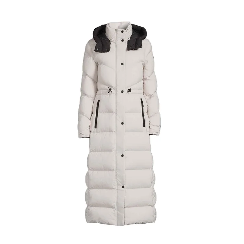 Moose Knuckles Ladies Flighweight Belle Cote Parka in Willow Grey Long Puffer Parka Coat