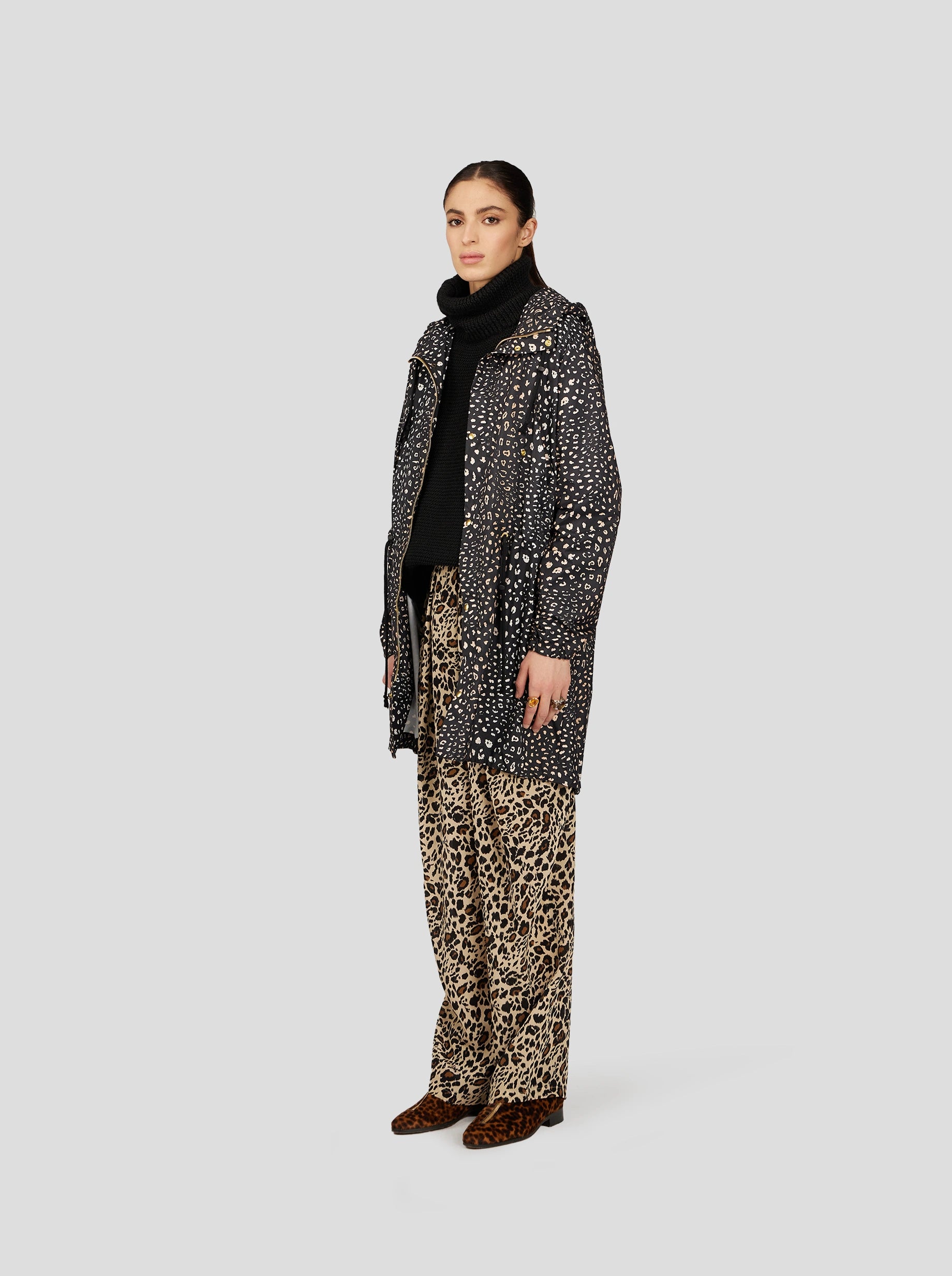 Onur parka in Leopard print Soft Fur-Lined Parka Jacket