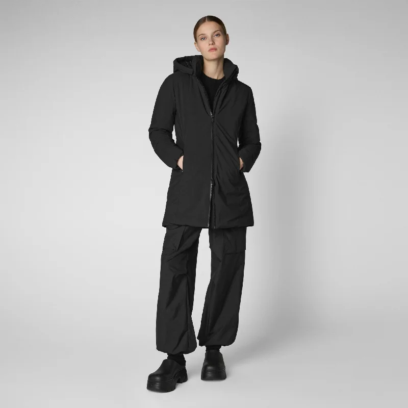 PARKA DONNA CON CAPPUCCIO RACHEL NERO Elegant Double-Breasted Parka