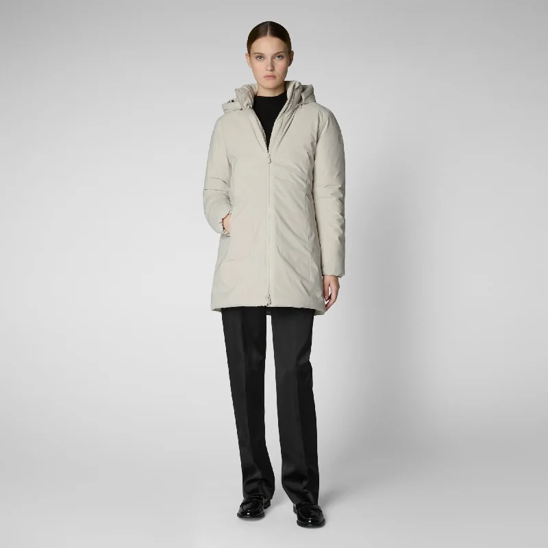 PARKA DONNA CON CAPPUCCIO RACHEL RAINY BEIGE  Fashionable Belted Parka Jacket