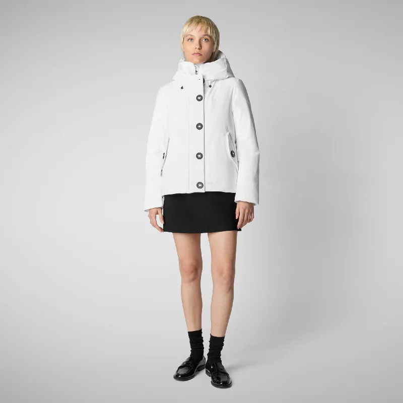 PARKA DONNA CON CAPPUCCIO SHANON WHITE Quilted Fitted Parka Coat