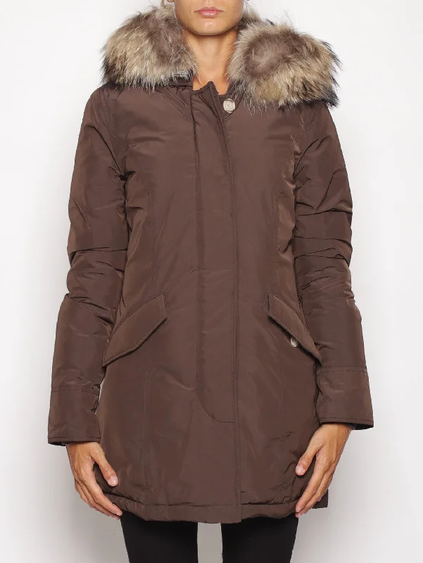 Arctic Parka in Shape Memory  Marrone Quilted Stylish Parka Coat