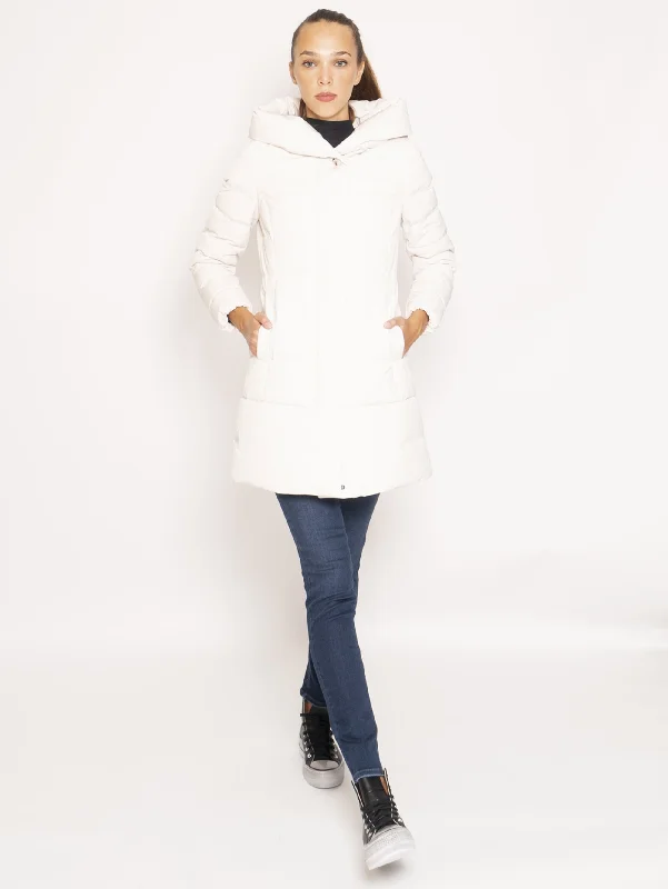 Giaccone Parka in City Fabric - Bianco Stylish Fur Hood Parka