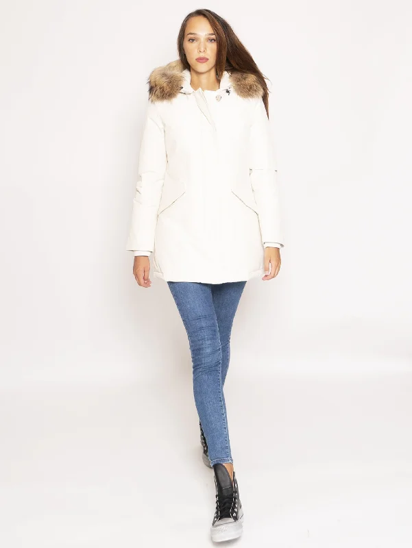 Giaccone Parka in Ramar - Bianco Classic Buttoned Parka Jacket