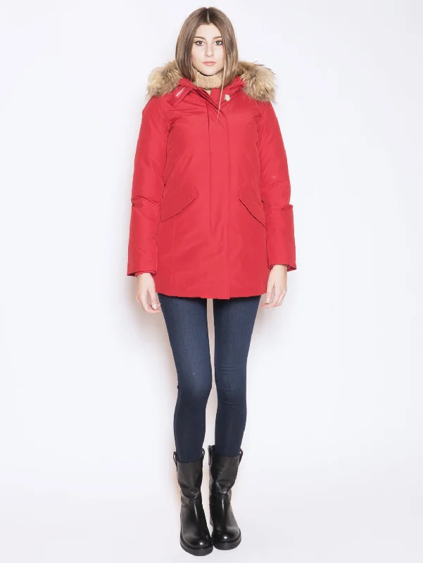 Giaccone parka in ramar Rosso Elegant Plush Fur Parka