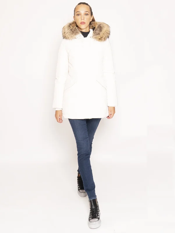 Giaccone Parka in Shape Memory - Bianco Elegant Slim Parka Jacket