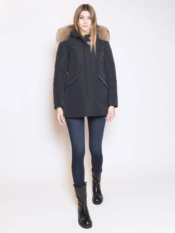 Giaccone Parka Luxury Blu Softshell Fleece-Lined Parka