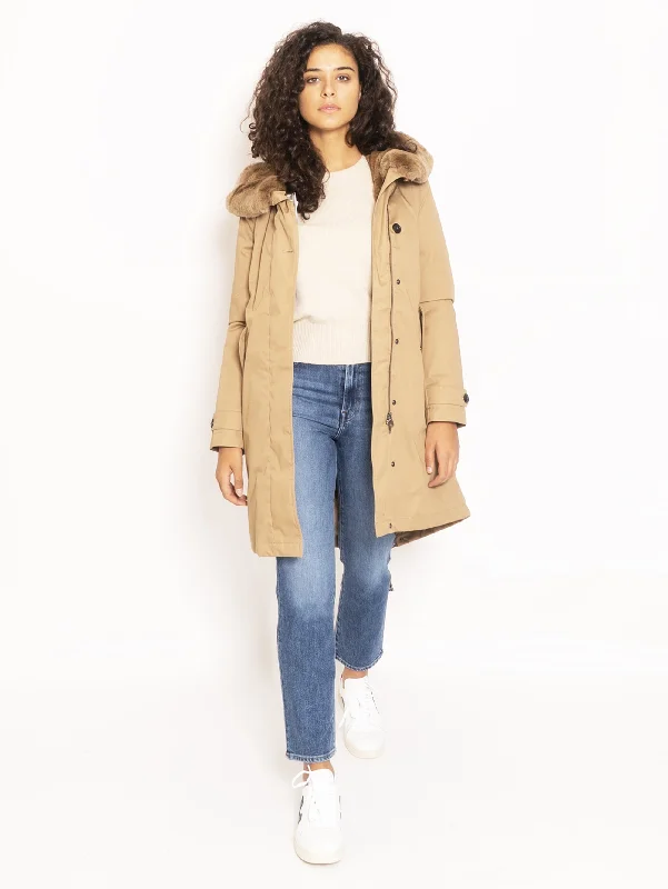 Parka con Imbottitura Rimovibile - Khaki Longline Oversized Parka Coat