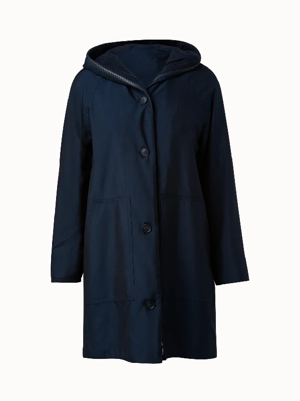 Reversible Parka from Cashmere and Silk Belted Stylish Parka Jacket