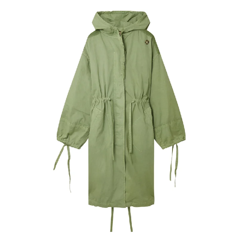 Garment Dyed Parka Adjustable Waist Parka Coat