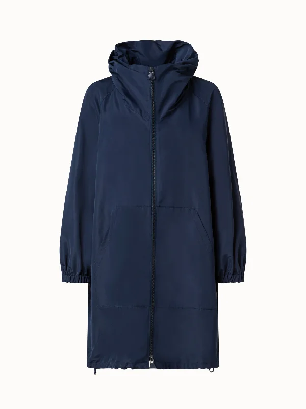 Water-Repellent Silk Taffeta Parka Long Thick Warm Parka