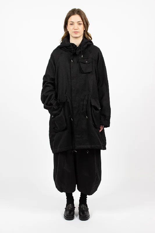 Jane Fishtail Parka Black Casual Fleece-Lined Parka