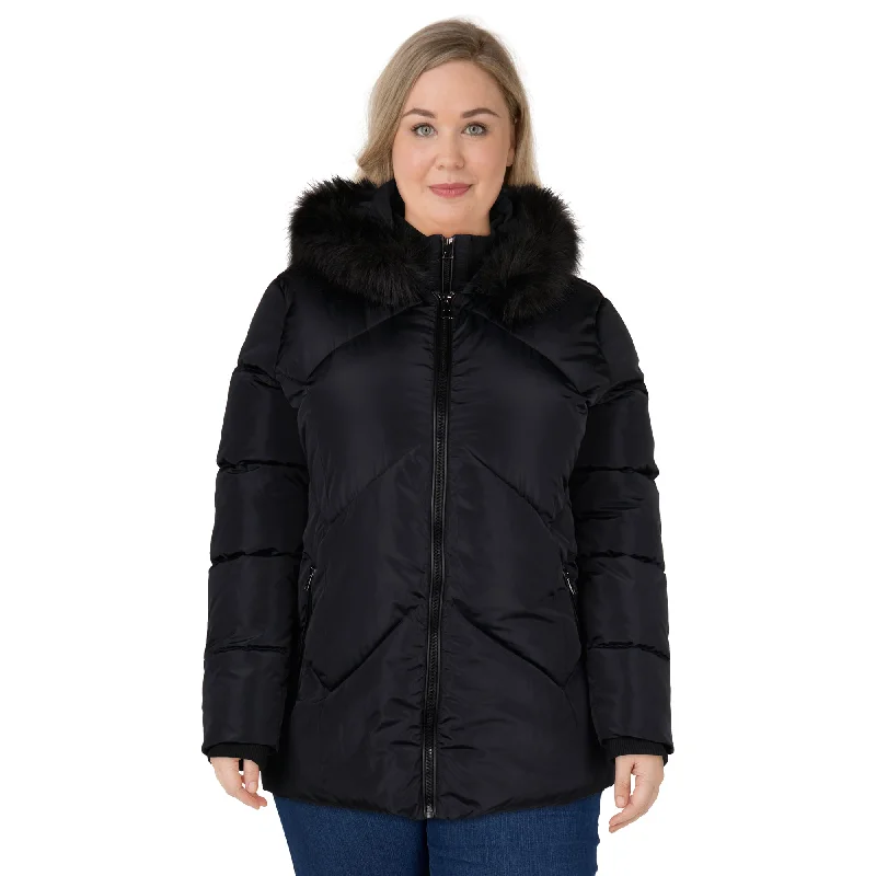 lily morgan Women's Plus Short Deluxe Parka Waterproof Snowproof Parka Jacket