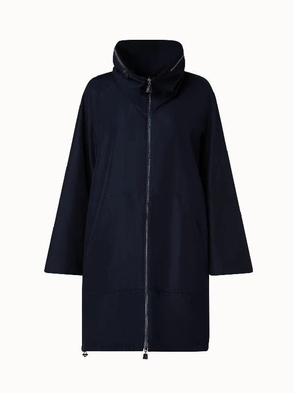 Reversible Cashmere and Silk Parka Faux Fur Hooded Parka