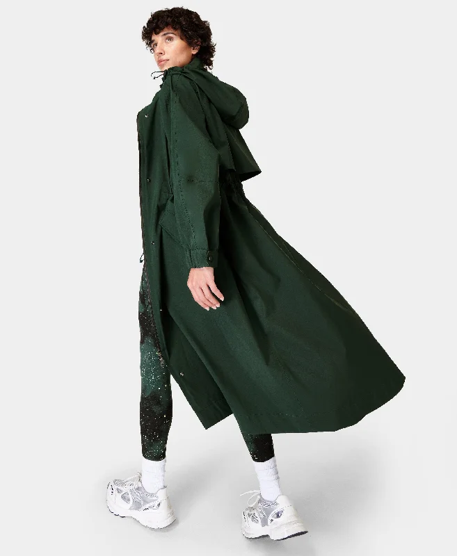 Motion Longline Parka Sb8478 Trek-Green Stylish Contrast Trim Parka