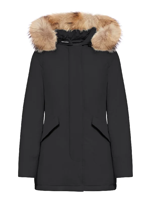 Luxe Arctic Parka with removable fur Quilted Fitted Parka Coat