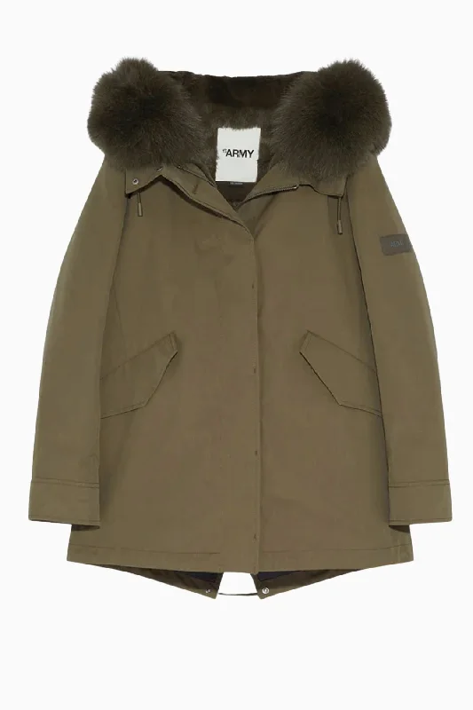 Yves Salomon Parka - Hunter Green Waterproof Windproof Parka Coat