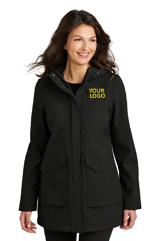 Port Authority Ladies Collective Outer Soft Shell Custom Parkas, Deep Black Faux Fur Hooded Parka