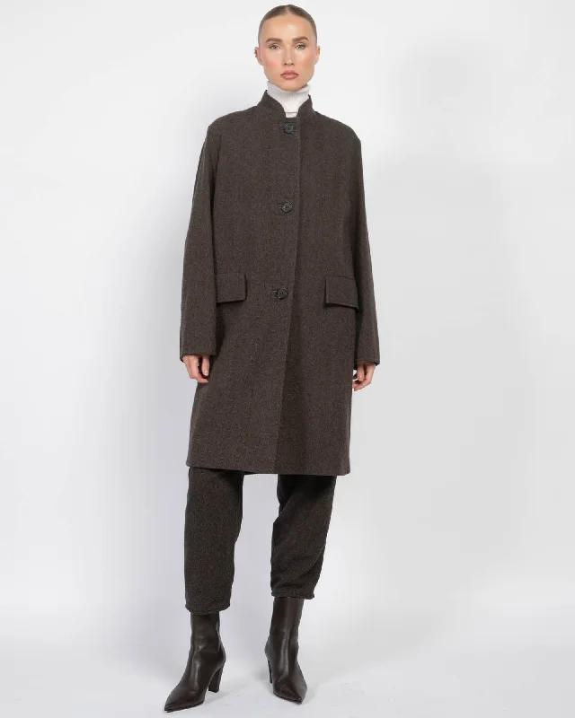 Herringbone Parka Adjustable Cuff Parka Coat