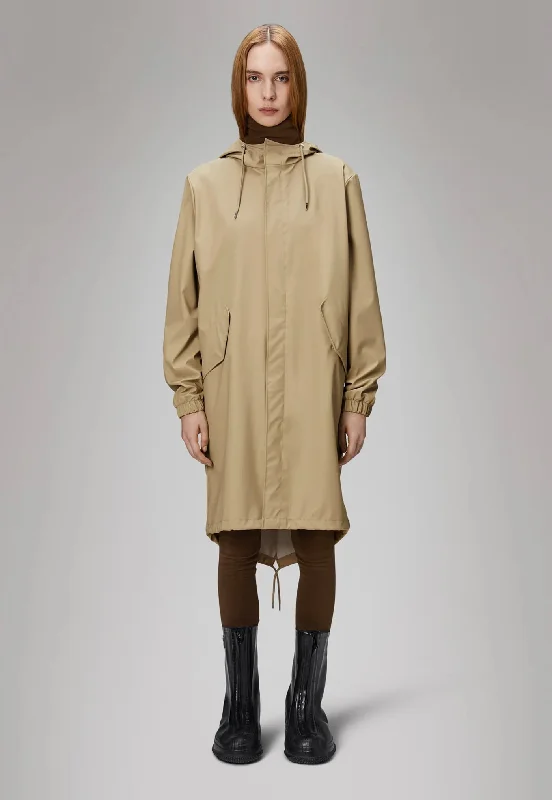 Fishtail Parka - Sand Quilted Fitted Parka Coat