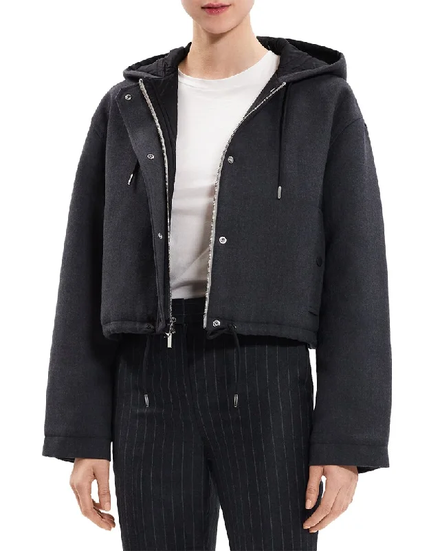 Theory   Cropped Wool Parka Fur-Lined Mid-Length Parka