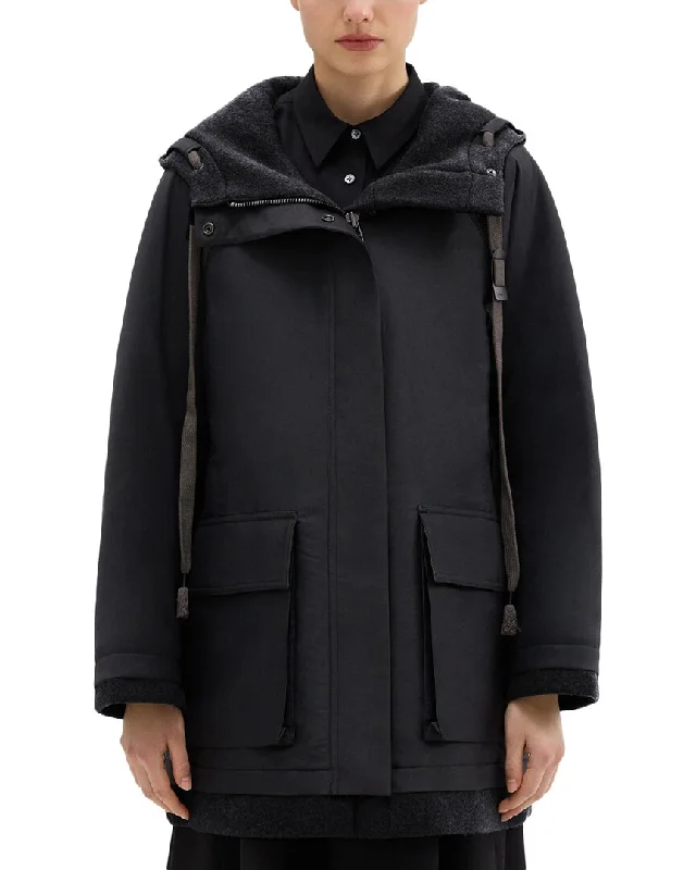 Theory Cyber Parka Trendy Long Hooded Parka