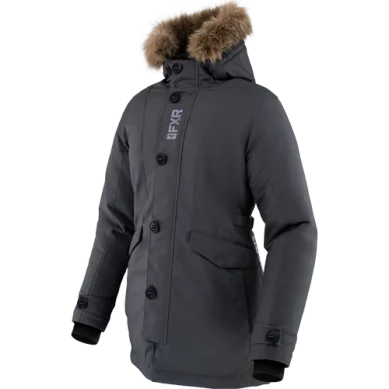 FXR Women's Svalbard Parka, Charcoal Cozy Down-Filled Parka