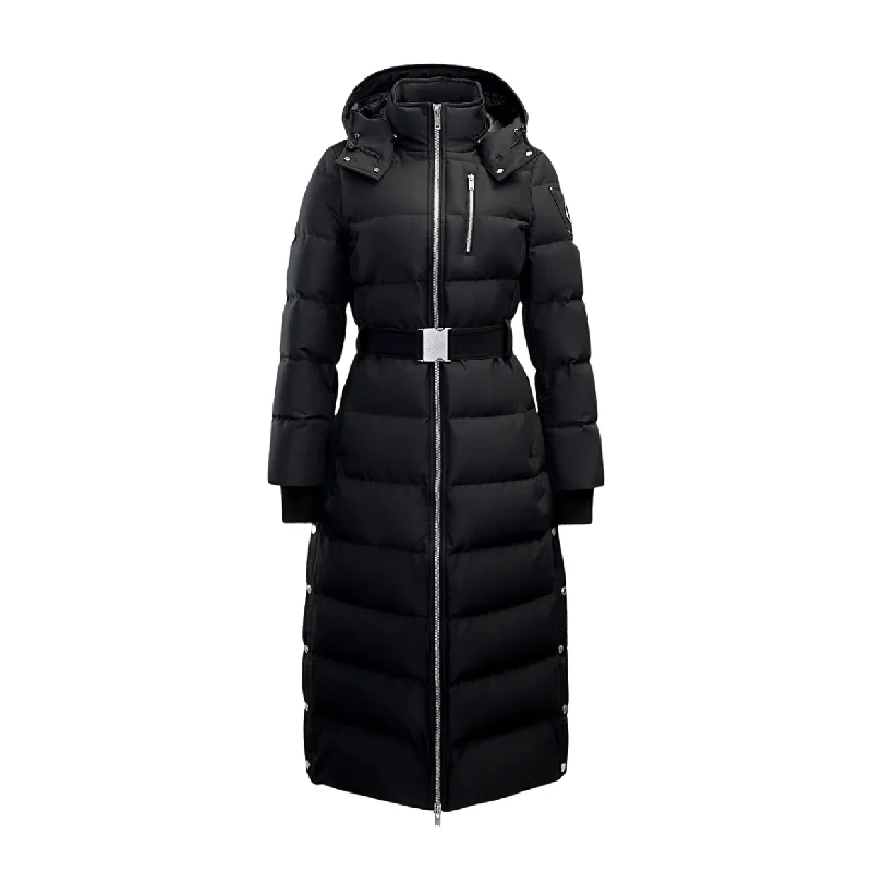 Moose Knuckles Black Long Cloud Parka Trendy Drawstring Parka Coat